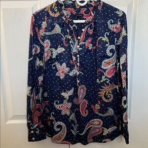 Talbots Women's Paisley Print Top - Navy